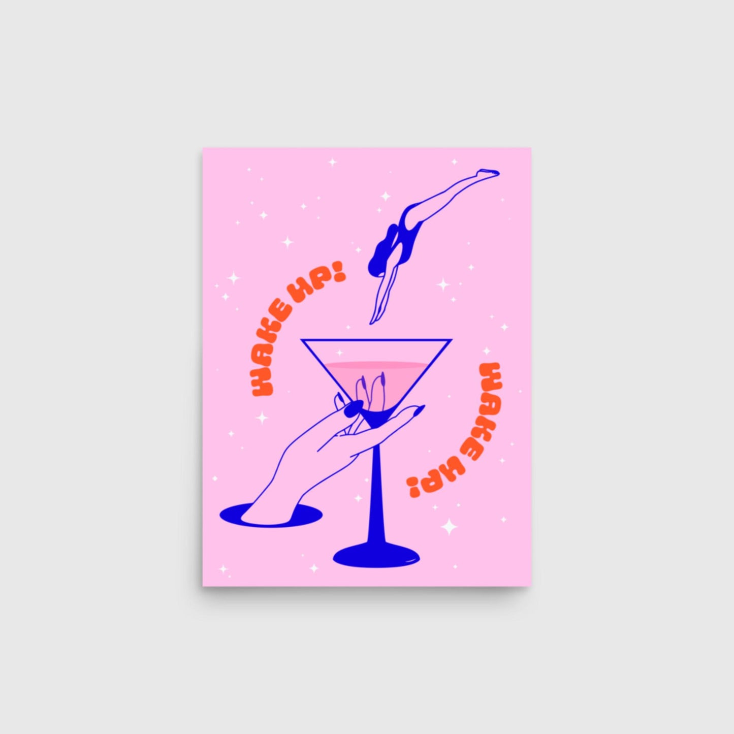 "Wake Up" Martini Print - Pink