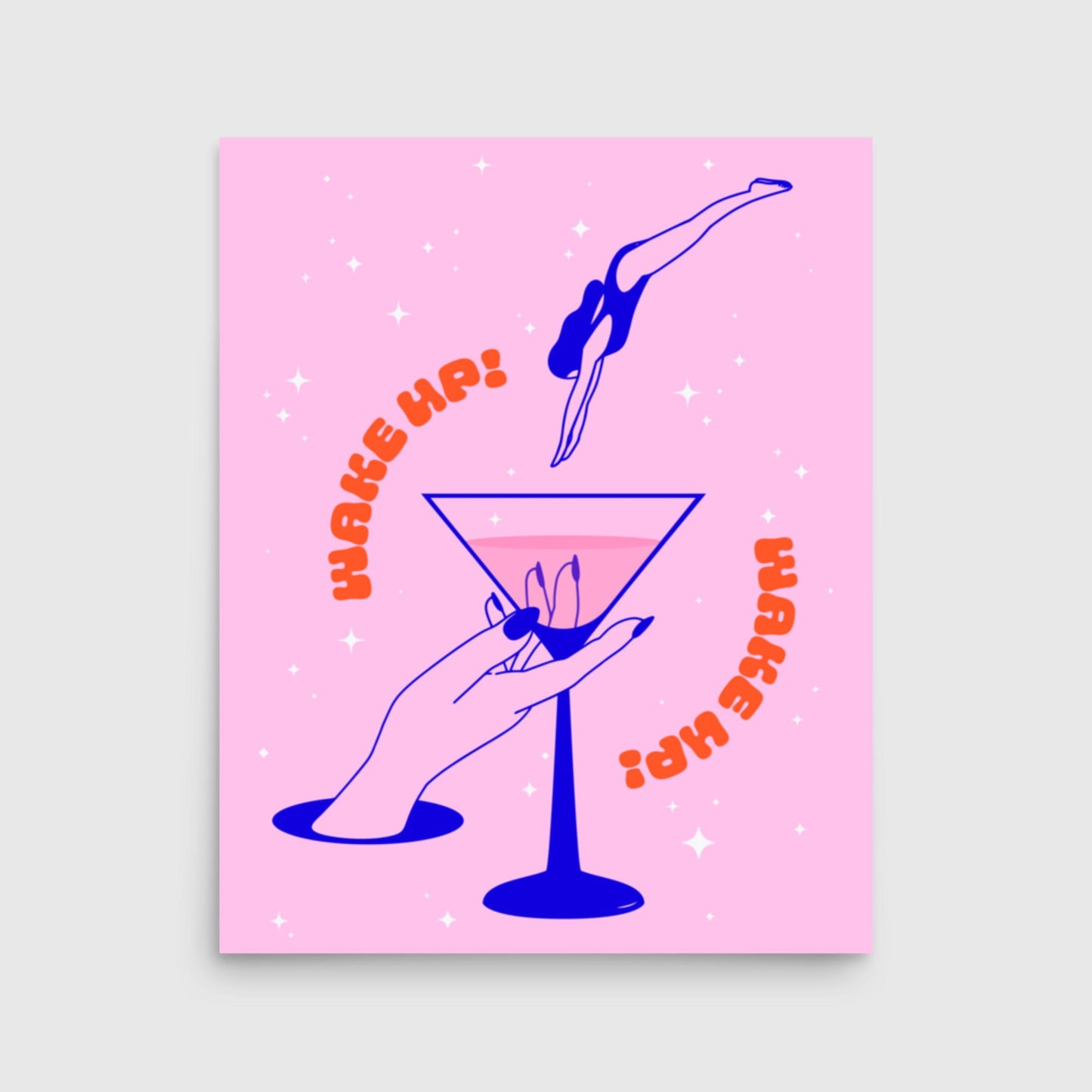 "Wake Up" Martini Print - Pink