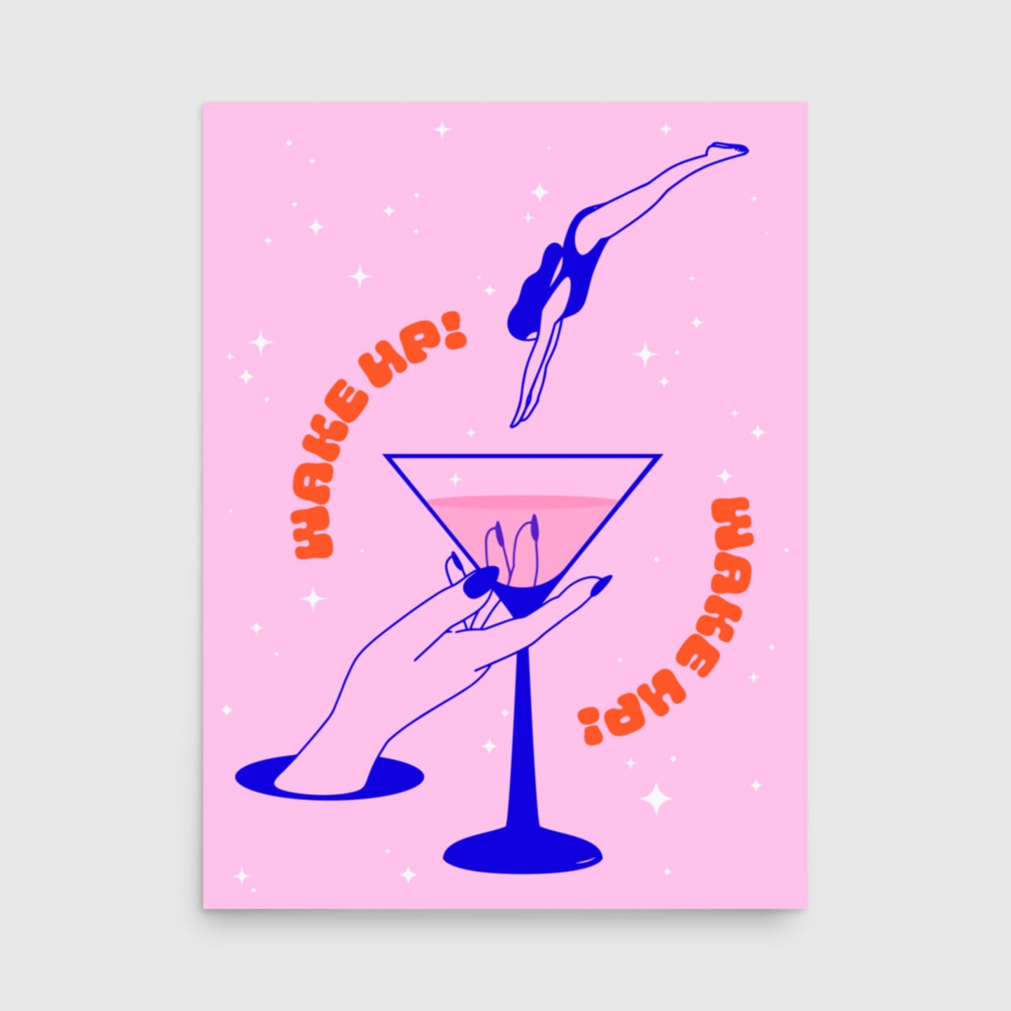 "Wake Up" Martini Print - Pink